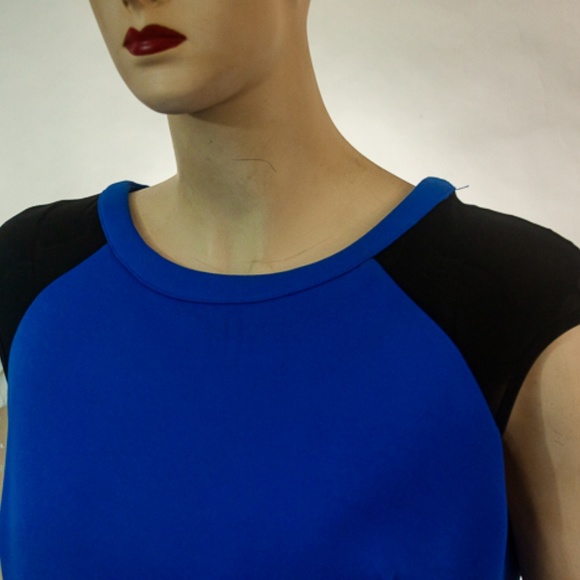 Worthington Women Midi Sleeveless Black & Blue Color Blocks Dress size 12 "EUC" - Picture 2 of 6
